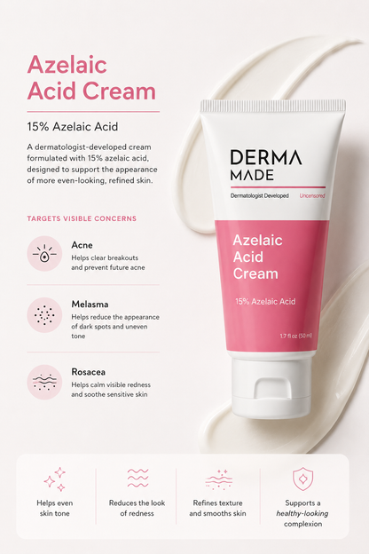 Azelaic Acid Cream for Rosacea, Acne & Uneven Skin Tone | Derma Made