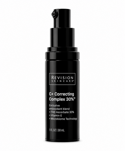 Revision Skincare C+ Correcting Complex 30% antioxidant serum with 30% THD Ascorbate Vitamin C, Vitamin E, and Microbiome Technology for brighter, healthier-looking skin.