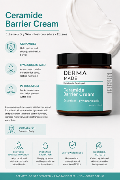 Ceramide Barrier Cream for Dry, Damaged & Sensitive Skin | Derma Made