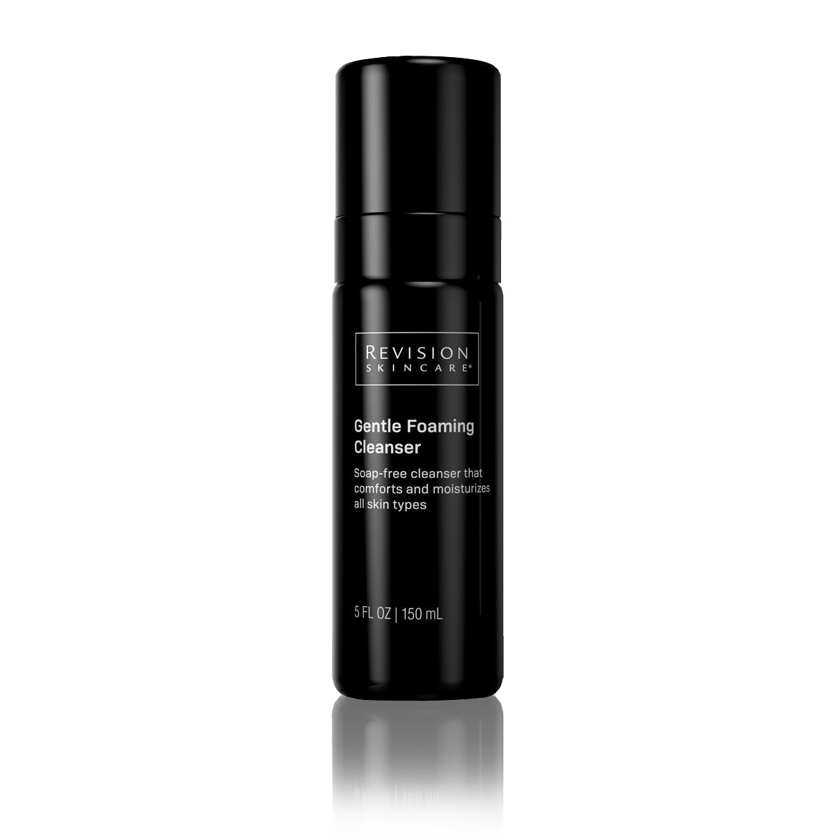 Black bottle of Revision Skincare Gentle Foaming Cleanser on a white background