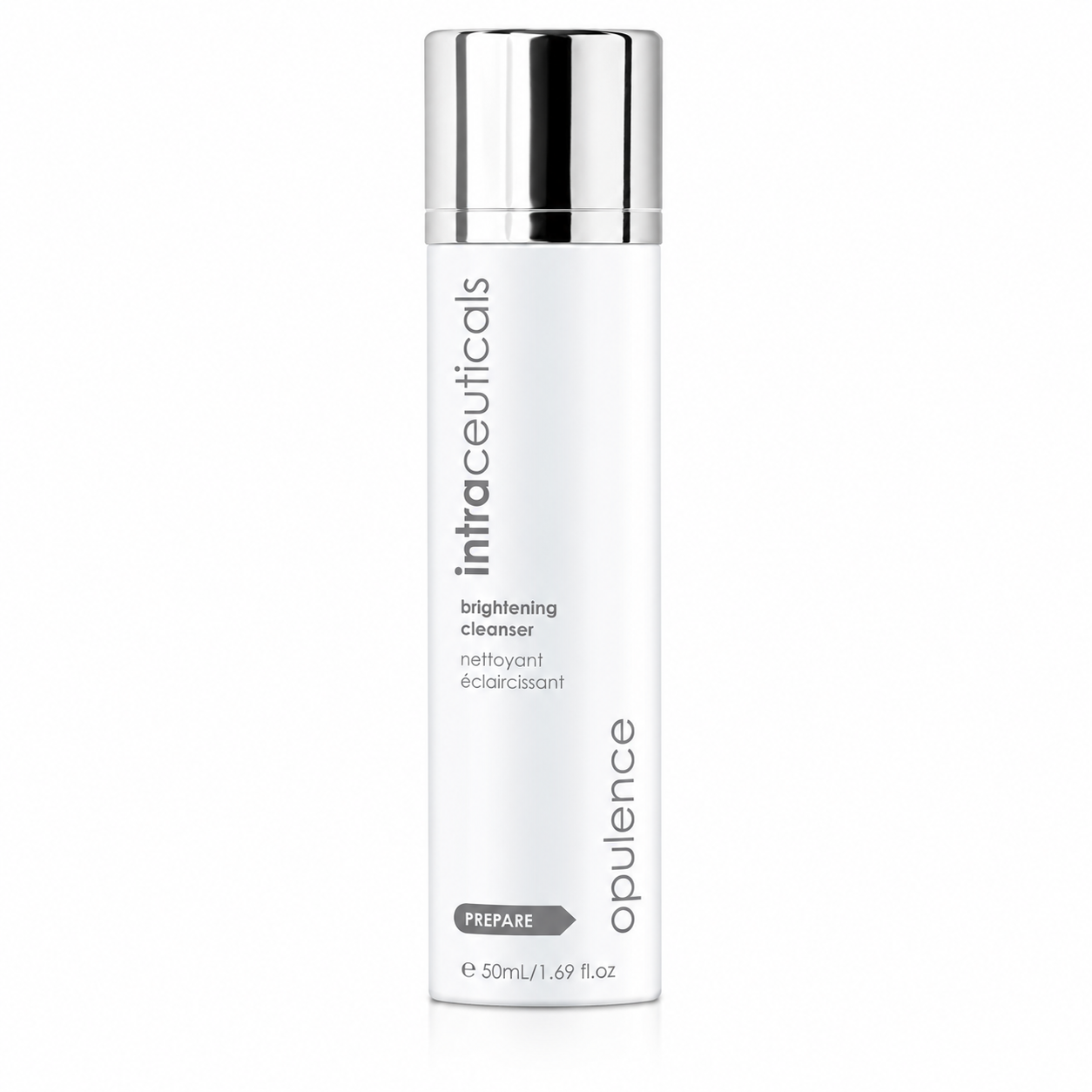 Intraceuticals Opulence Brightening Cleanser 50ml on a white background, gentle brightening facial cleanser that removes impurities, refreshes skin, and promotes a more radiant, even-looking complexion