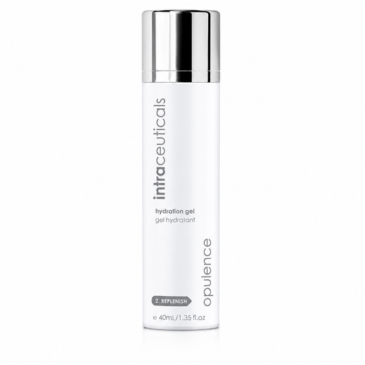 Intraceuticals Opulence Hydration Gel 40ml on a white background, lightweight hyaluronic acid gel that delivers intense hydration for smoother, plumper, and more radiant-looking skin