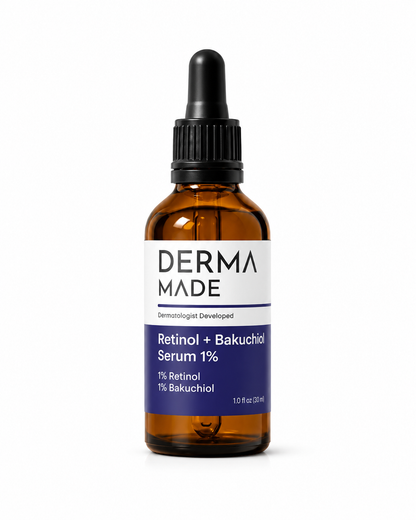 Retinol Serum + Bakuchiol 1% for Fine Lines, Wrinkles & Uneven Texture | Derma Made