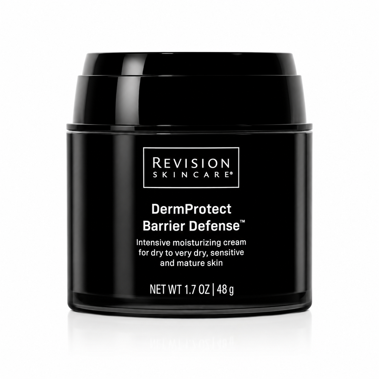Revision Skincare DermProtect Barrier Defense moisturizing cream on white background for dry, sensitive, and mature skin