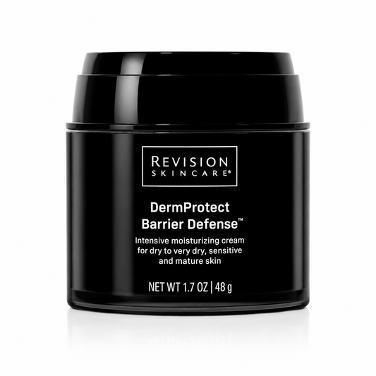 Revision Skincare DermProtect Barrier Defense moisturizing cream on white background for dry, sensitive, and mature skin